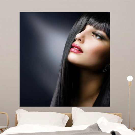 Brunette Makeup Model Left Three-Quarters Profile Wall Decal