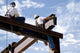 Two Ironworkers Atop Skeleton Wall Decal