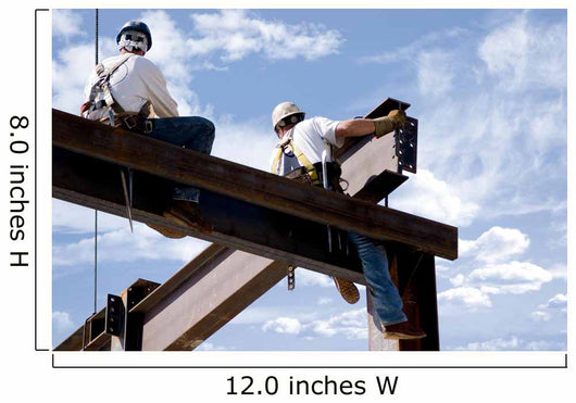 Two Ironworkers Atop Skeleton Wall Decal