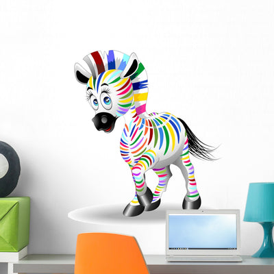 Zebra Quadricromia-Four Color Process Wall Decal shown on a wall