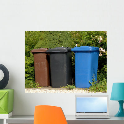 Garbage Cans Wall Decal shown on a wall