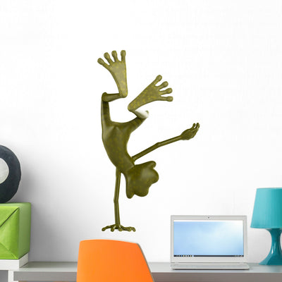 Frog Cartoon Radical Pose Wall Decal shown on a wall