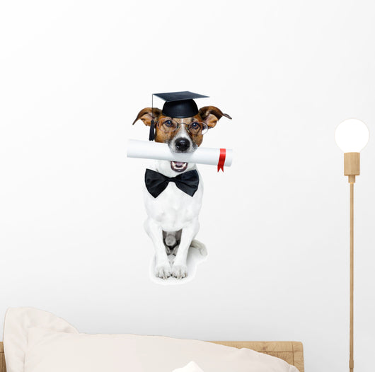 Graduated Dog With Diploma Wall Decal