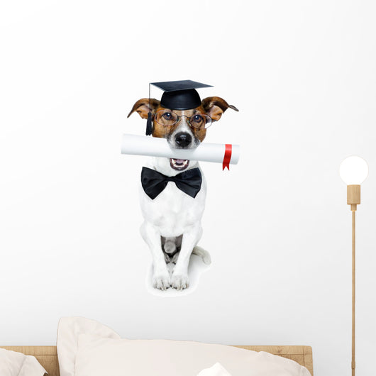 Graduated Dog With Diploma Wall Decal