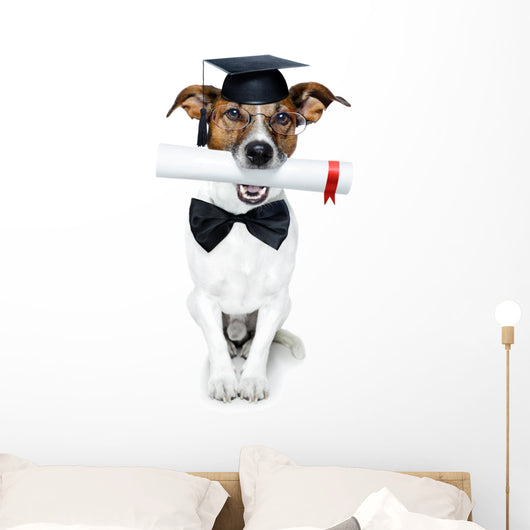 Graduated Dog With Diploma Wall Decal