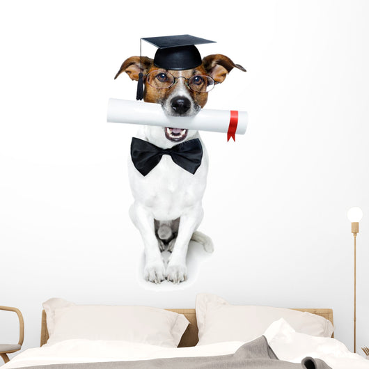 Graduated Dog With Diploma Wall Decal