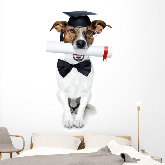 Graduated Dog With Diploma Wall Decal