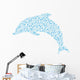 Abstract Dolphin Blue Design Wall Decal
