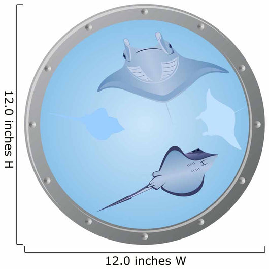 Porthole and Manta Rays Cartoon Wall Decal