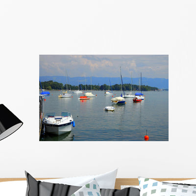 Sailboats Harbor Wall Decal shown on a wall