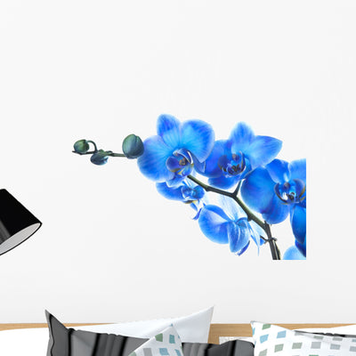Blue Orchid Stem Wall Decal shown on a wall