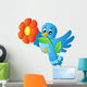 Blue Bird Carrying Flower Wall Decal
