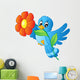 Blue Bird Carrying Flower Wall Decal