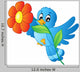 Blue Bird Carrying Flower Wall Decal