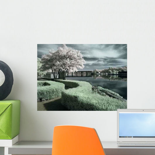 Garden River With Boat Wall Decal