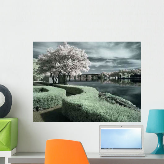 Garden River With Boat Wall Decal