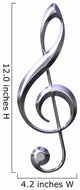3D Silver Treble Clef Wall Decal