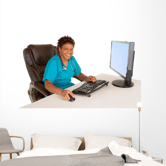 African American Nurse Smiling Wall Decal
