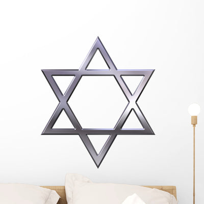 Silver Star David Wall Decal shown on a wall
