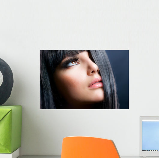 Brunette Makeup Model Right Side Close-Up Wall Decal