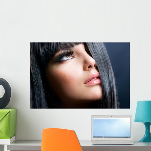 Brunette Makeup Model Right Side Close-Up Wall Decal