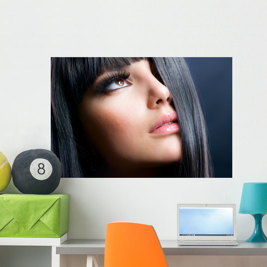 Brunette Makeup Model Right Side Close-Up Wall Decal