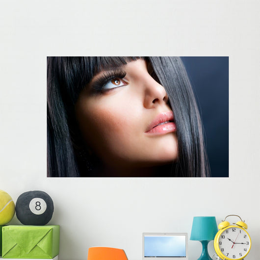 Brunette Makeup Model Right Side Close-Up Wall Decal