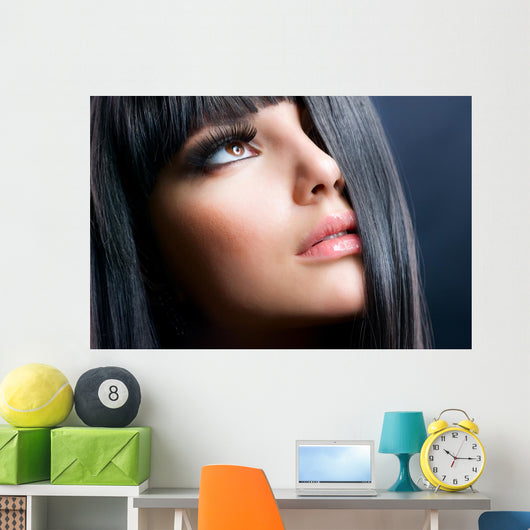 Brunette Makeup Model Right Side Close-Up Wall Decal