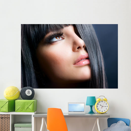 Brunette Makeup Model Right Side Close-Up Wall Decal