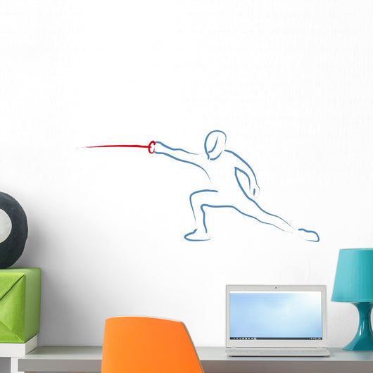 Fencing Thrust Outline Illustration Wall Decal