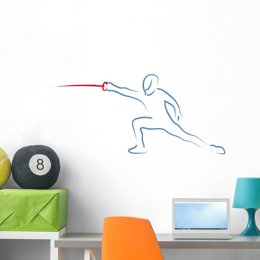 Fencing Thrust Outline Illustration Wall Decal