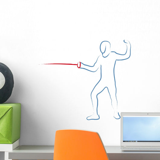 Fencing Pose Outline Illustration Wall Decal