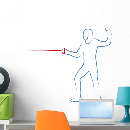 Fencing Pose Outline Illustration Wall Decal