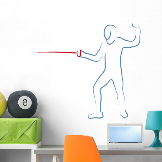 Fencing Pose Outline Illustration Wall Decal