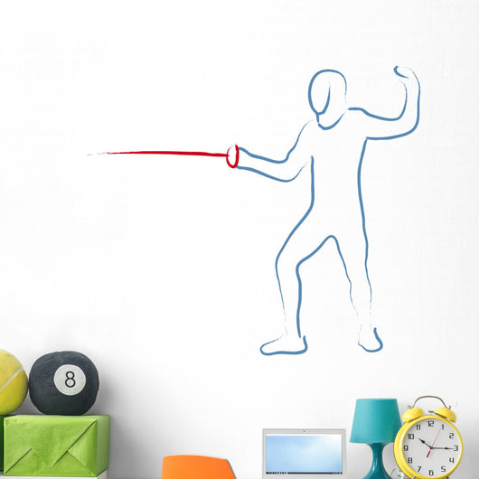 Fencing Pose Outline Illustration Wall Decal