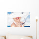 Woman in a Big White Summer Hat Wall Decal