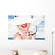 Woman in a Big White Summer Hat Wall Decal