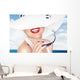 Woman in a Big White Summer Hat Wall Decal