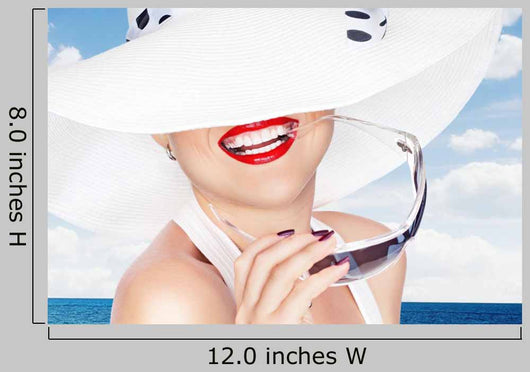 Woman in a Big White Summer Hat Wall Decal