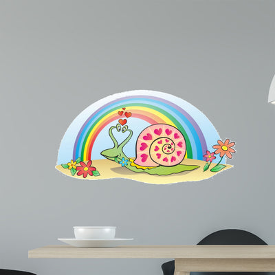 Snail Spring Wall Decal shown on a wall
