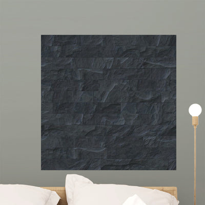 Seamless Black Stone Texture Wall Decal shown on a wall