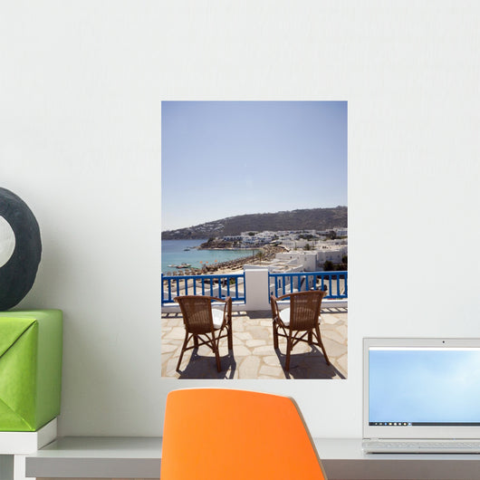Greek Island Beach And Balcony Wall Decal