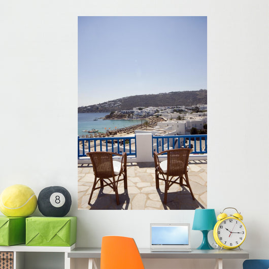 Greek Island Beach And Balcony Wall Decal