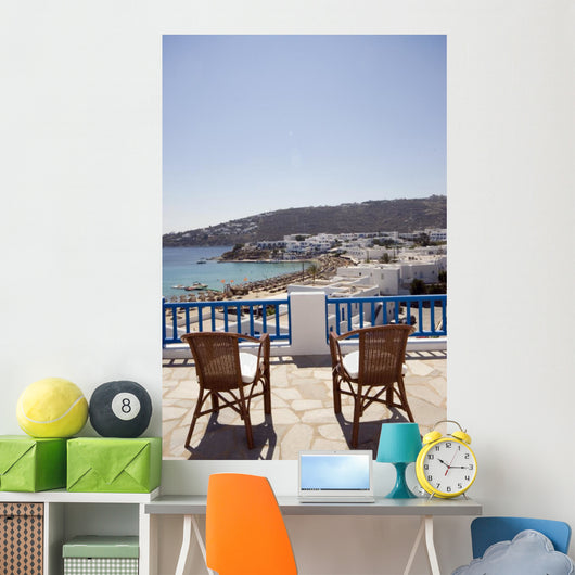Greek Island Beach And Balcony Wall Decal