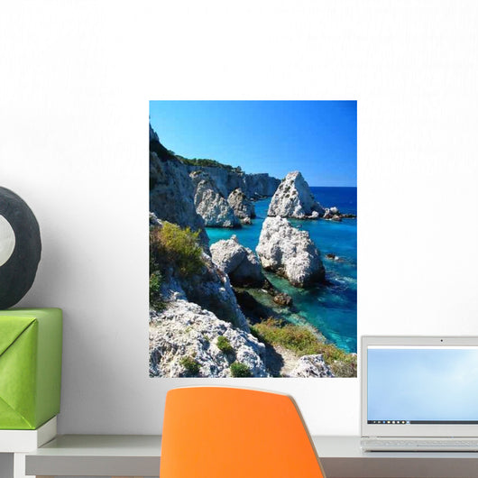 Ocean Bay with White Cliffs Close-Up Wall Decal
