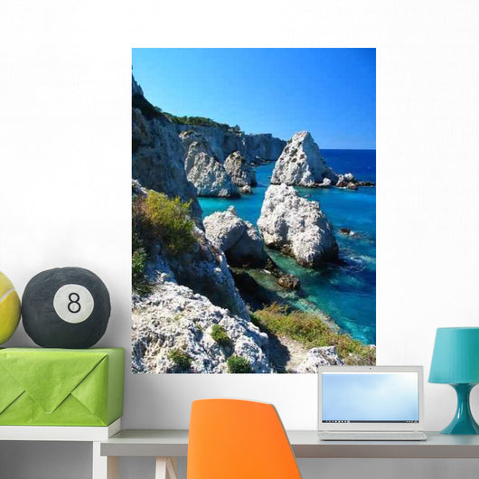 Ocean Bay with White Cliffs Close-Up Wall Decal