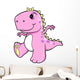 Cute Pink Girl Dinosaur Wall Decal