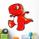 Angry Mean Red Dinosaur Wall Decal