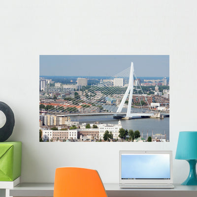 Aerial Photo City Rotterdam Wall Decal shown on a wall