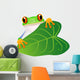Tree Frog on a Leaf Cartoon Wall Decal